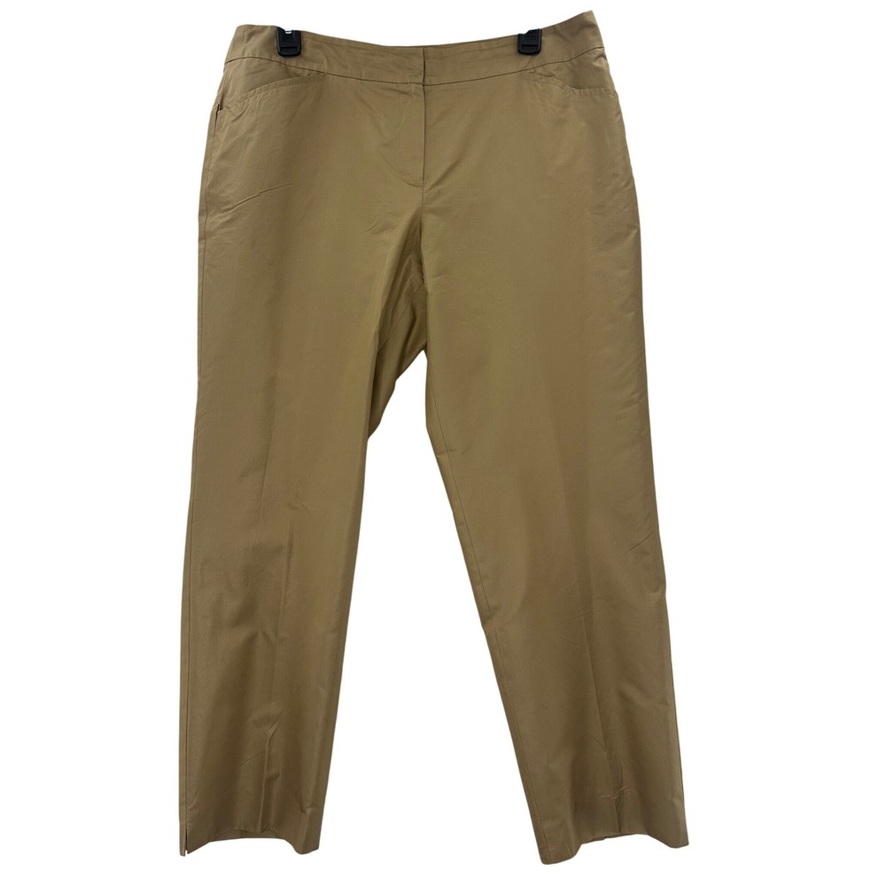 Talbots Silk Blend Dress Pants Women 12P‎ Tan Excellent Petite Ankle Trousers
